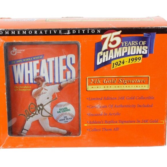 Wheaties Mark McGwire 75 Years Of Champions Gold Signature Mini Box - Picture 1 of 5